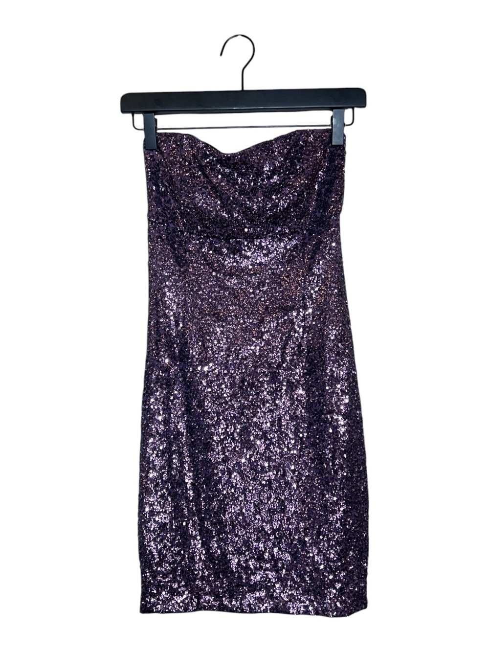 Alice + Olivia Strapless Purple Sequin Strapless Dress